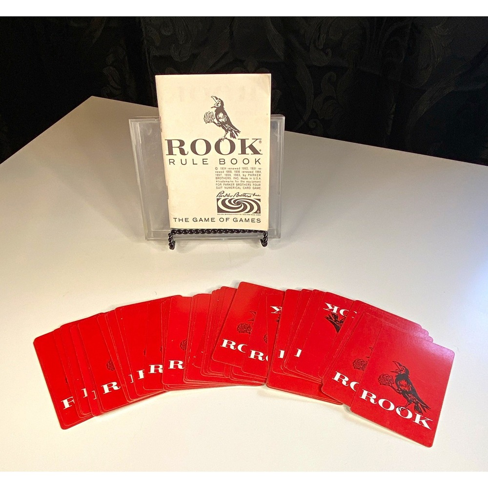 Parker Brothers Rook Red Deck Playing Cards Set w/ Rule Book 1963